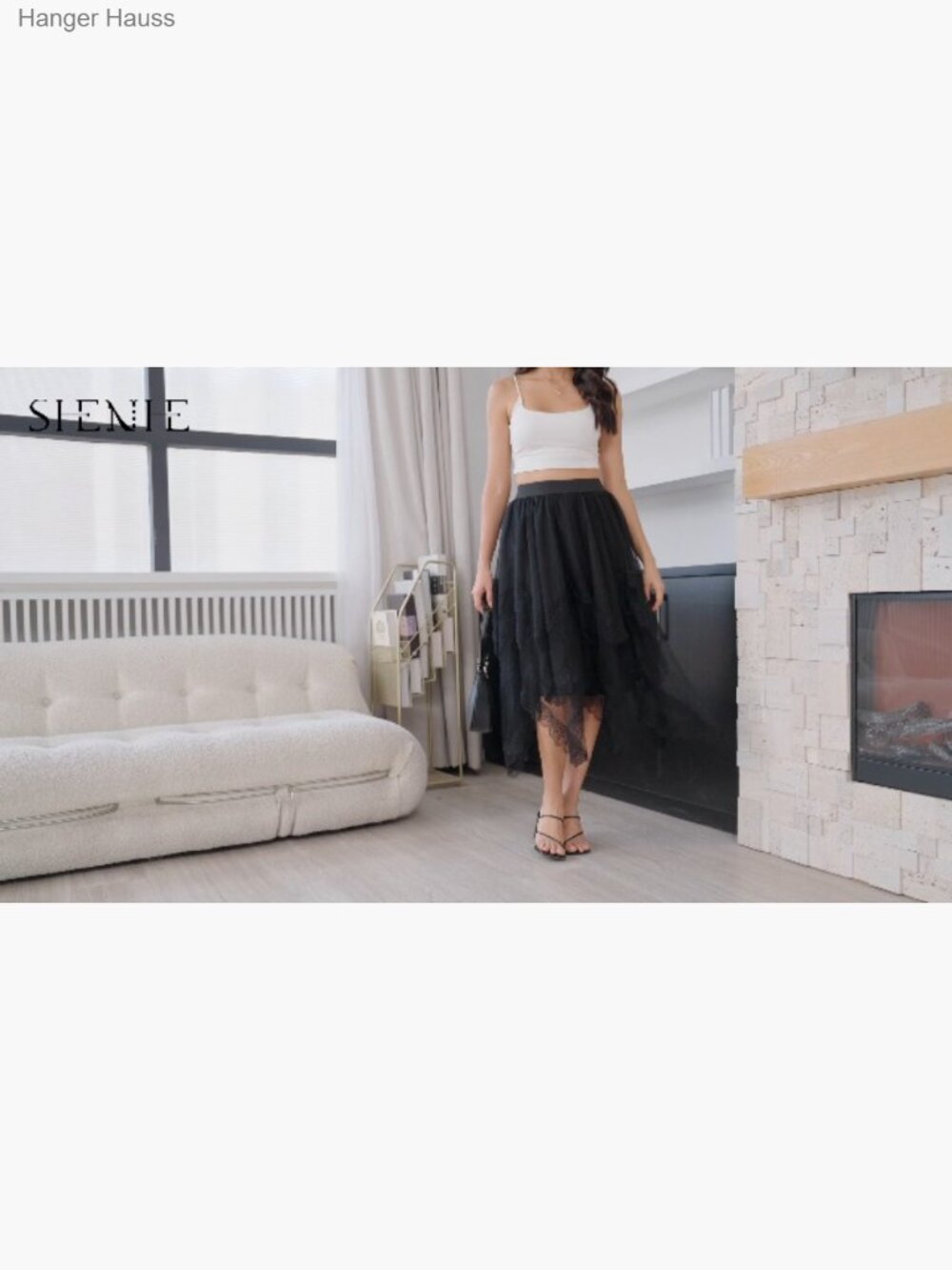 Lace Trim Mesh Tulle Skirt High Waist Asymmetrical Long Goth Skirt - Picture 6 of 6